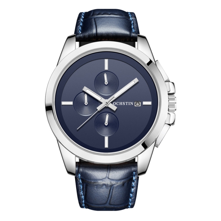 OCHSTIN 6059D Pilot Series Multifunctional Quartz Luminous Men Watch(Silver Blue)