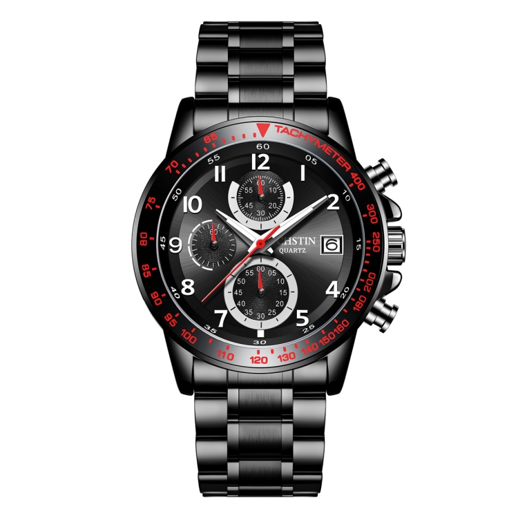 OCHSTIN 6112 Men Multi Function Watch Fashion Sports Business Calendar Luminous Men Watch Quartz Watch Steel Watch(Black)