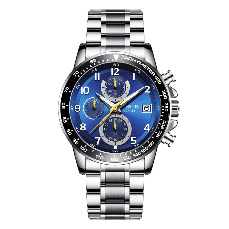 OCHSTIN 6112 Men Multi Function Watch Fashion Sports Business Calendar Luminous Men Watch Quartz Watch Steel Watch(Blue)