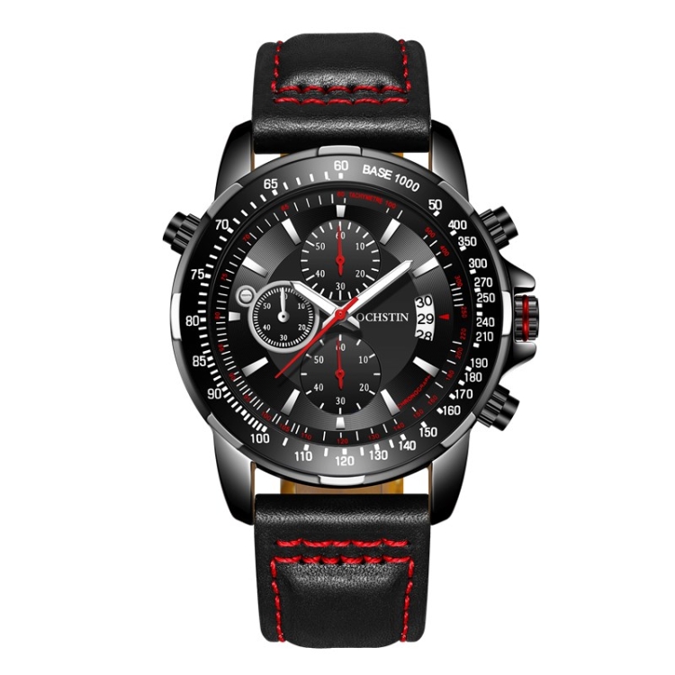 OCHSTIN 6125B Quartz Watch Night Light Waterproof Watch Timing Multi Function Men Watch(Black)