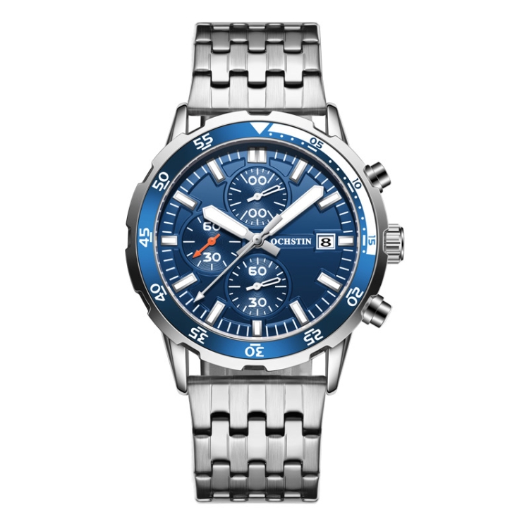 OCHSTIN 7252 Fashion Steel Strap Multifunctional Quartz Men Watch(Silver)
