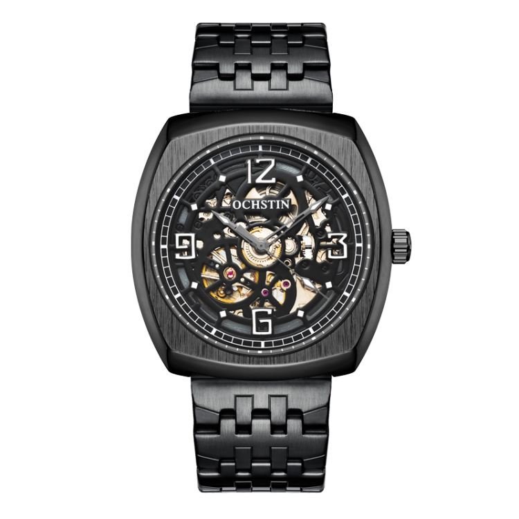 OCHSTIN 7262 Masterpiece Series Mechanical Steel Band Men Watch(Black Silver)
