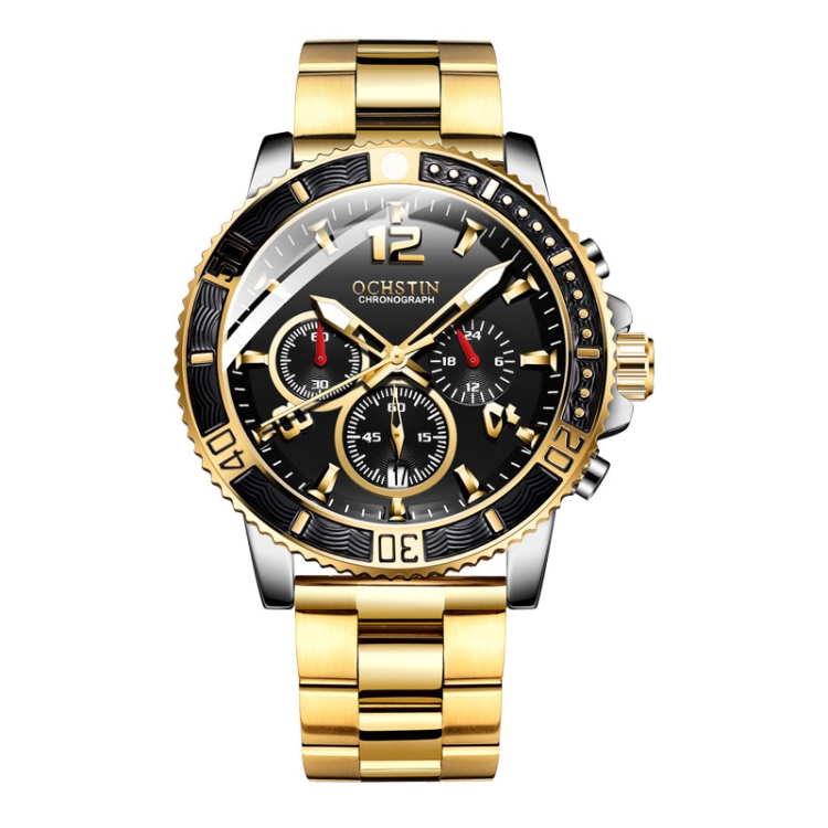 OCHSTIN 7263 Fashion Steel Strap Multifunctional Quartz Men Watch(Gold)