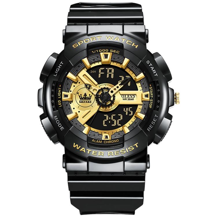 OLEVS 1102 Men Multifunctional Smart Waterproof Electronic Watch(Black + Gold)