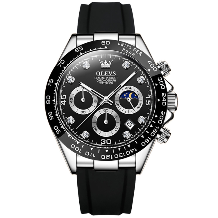 OLEVS 2875 Men Multifunctional Sports Chronograph Waterproof Quartz Watch(Black)