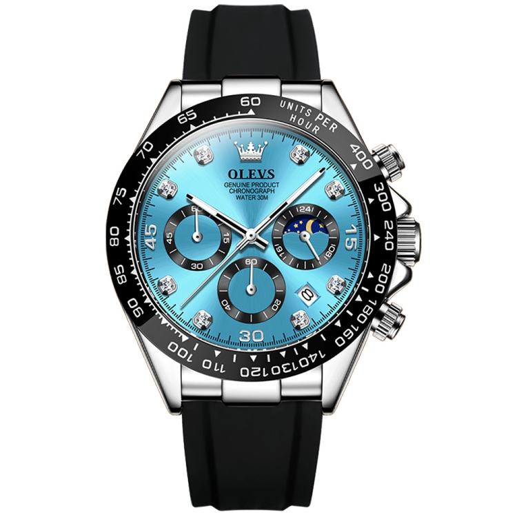 OLEVS 2875 Men Multifunctional Sports Chronograph Waterproof Quartz Watch(Blue)