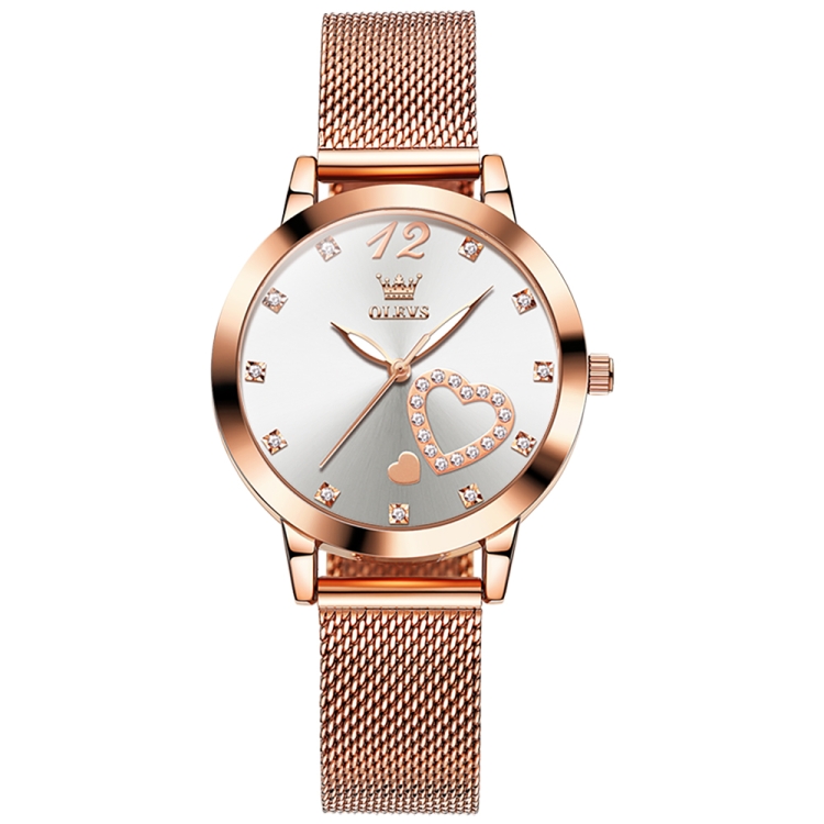 OLEVS 5189 Women Heart Shape Waterproof Quartz Watch(White)