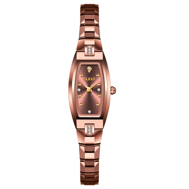 OLEVS 5501 Diamond Small Dial Tungsten Steel Bracelet Quartz Watch for Ladies(Rose Gold)