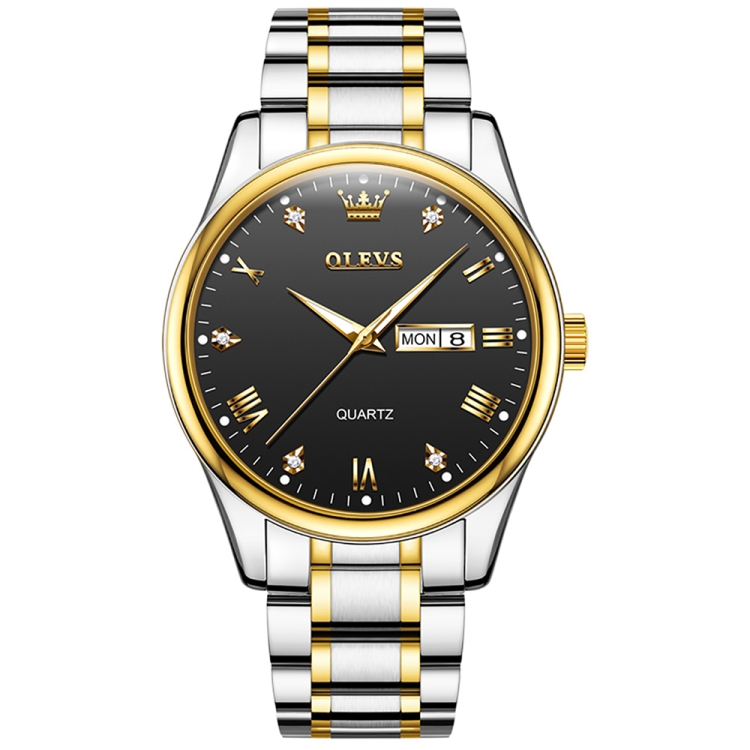OLEVS 5563 Men Luminous Waterproof Quartz Watch(Black + Gold)