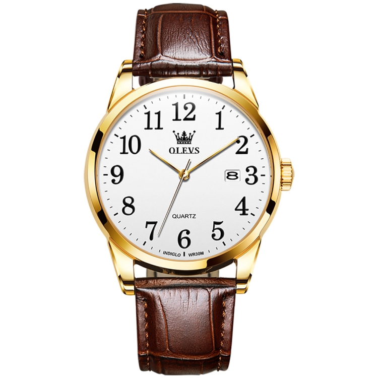 OLEVS 5566 Men Simple Single Calendar Waterproof Quartz Watch(White)
