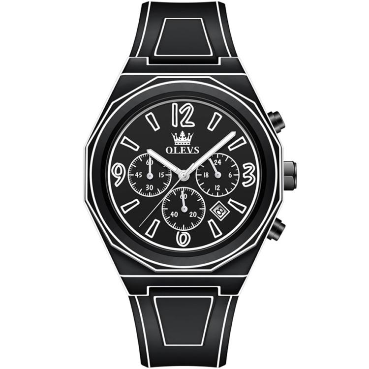 OLEVS 5622 Men Comic Style Multifunctional Luminous Quartz Watch(Black)