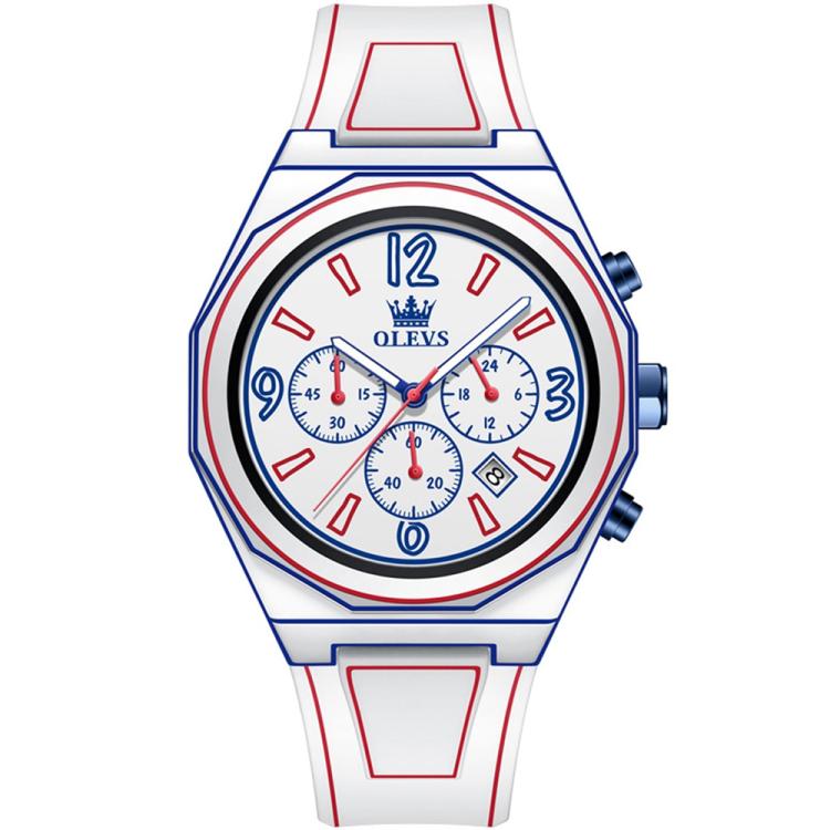 OLEVS 5622 Men Comic Style Multifunctional Luminous Quartz Watch(White + Blue)