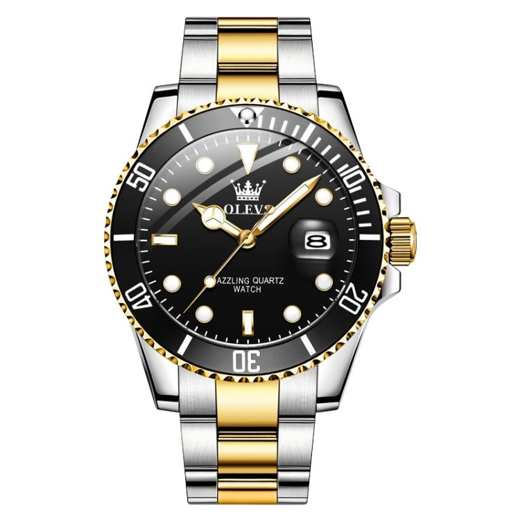 OLEVS 5885 Men Fashion Waterproof Luminous Quartz Watch(Black + Gold)