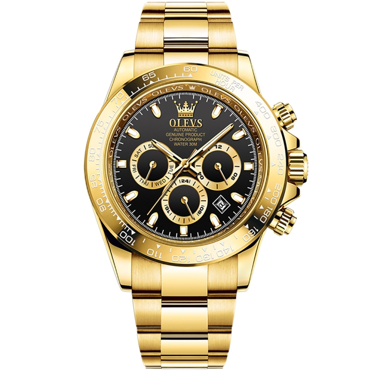 OLEVS 6638 Men Multifunctional Luminous Waterproof Mechanical Watch(Black)