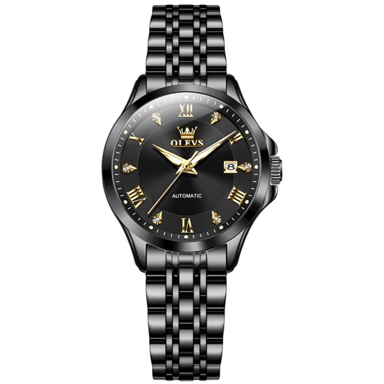 OLEVS 6702 Women Waterproof Luminous Single Calendar Mechanical Watch(Black Gold)