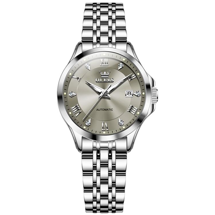 OLEVS 6702 Women Waterproof Luminous Single Calendar Mechanical Watch(Grey)