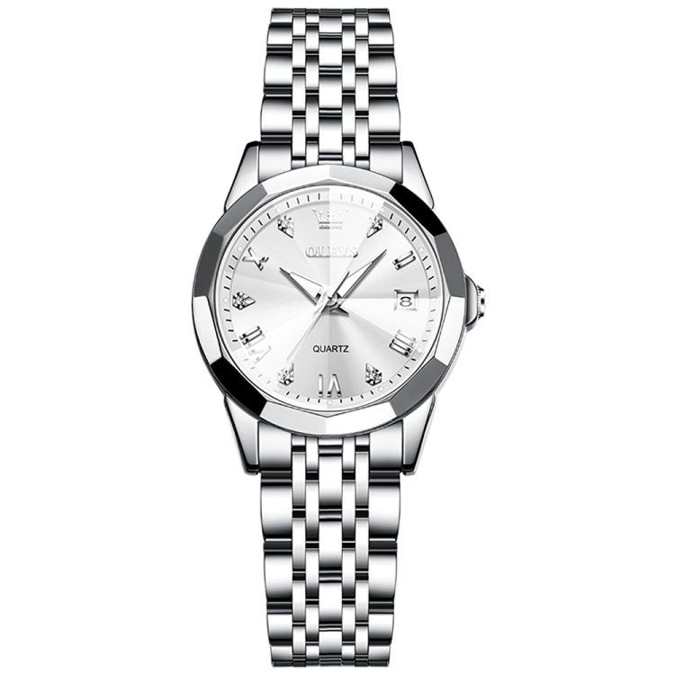 OLEVS 9931 Women Butterfly Buckle Luminous Waterproof Quartz Watch(White + Silver)