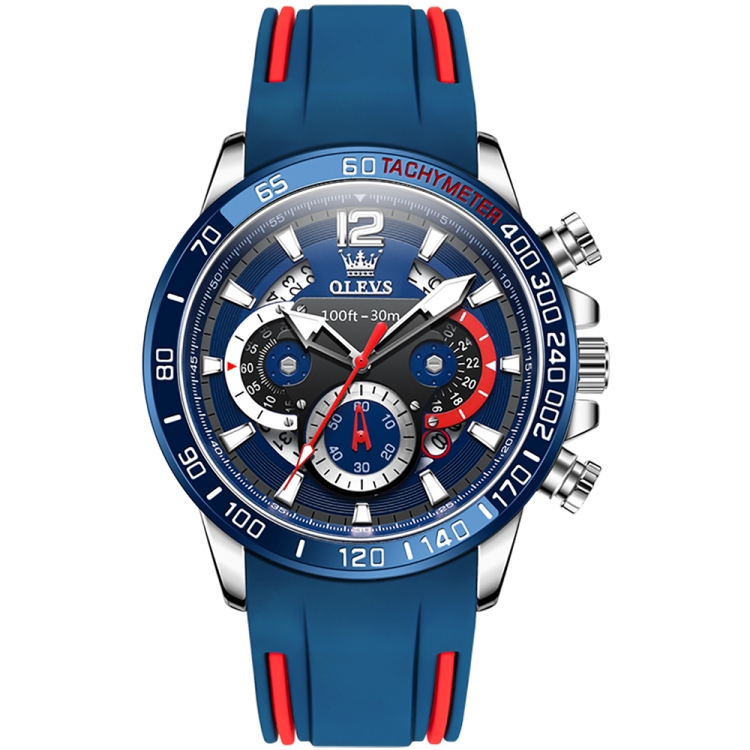 OLEVS 9936 Men Multifunctional Sports Waterproof Quartz Watch(Blue)