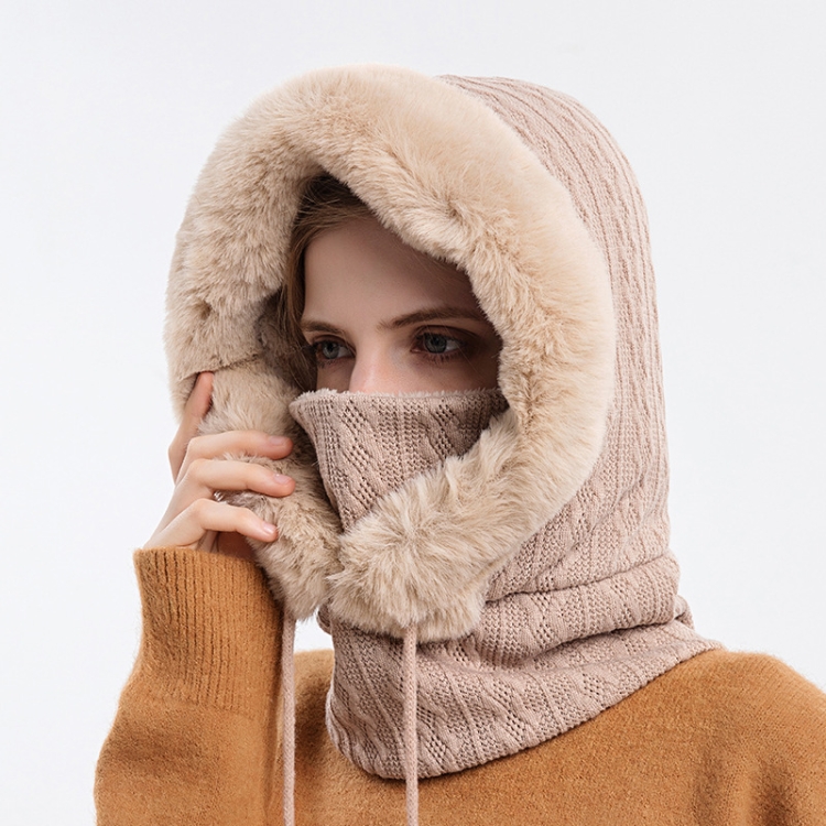 One-piece Cold-proof and Keep Warm Hedging Cap Scarf Face Mask(Beige)