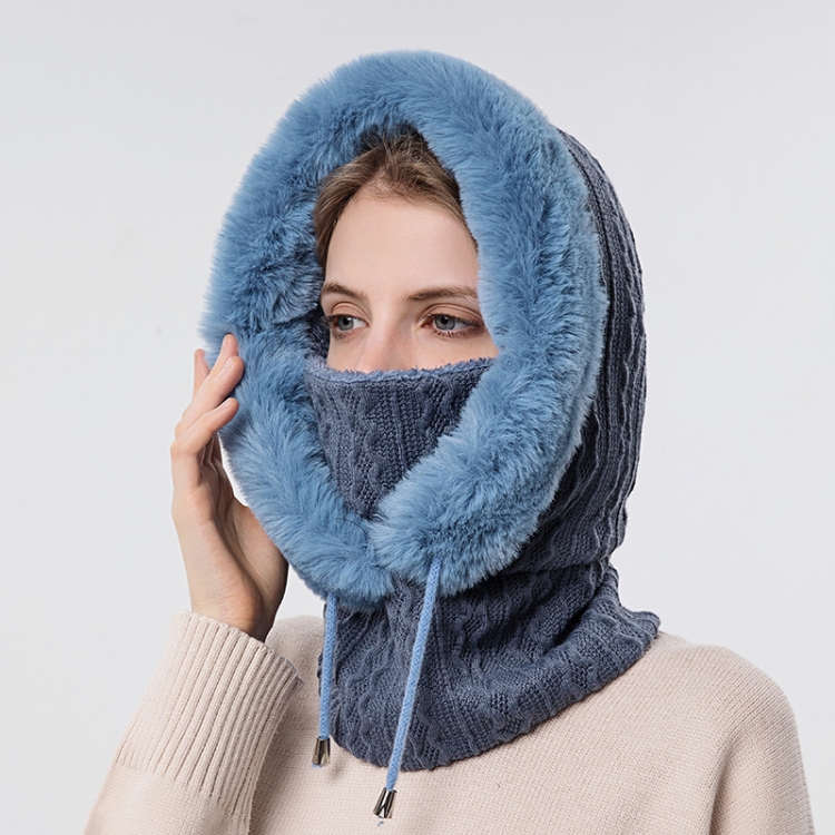 One-piece Cold-proof and Keep Warm Hedging Cap Scarf Face Mask(Navy Blue)