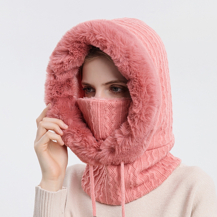 One-piece Cold-proof and Keep Warm Hedging Cap Scarf Face Mask(Skin Red)