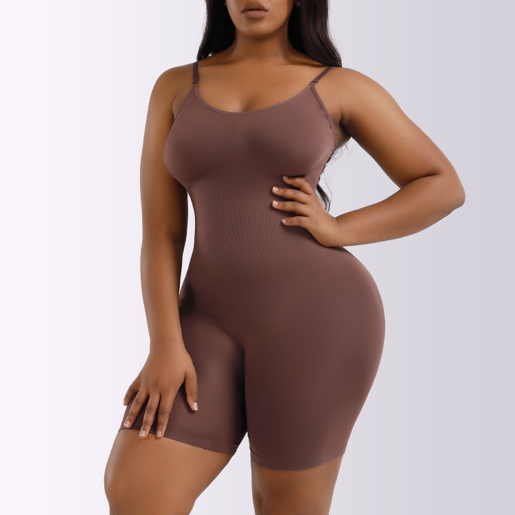 One-piece Hip Lifting Seamless Body Shaper Ladies Corset Waist Belly Pants, Size: M(Brown)