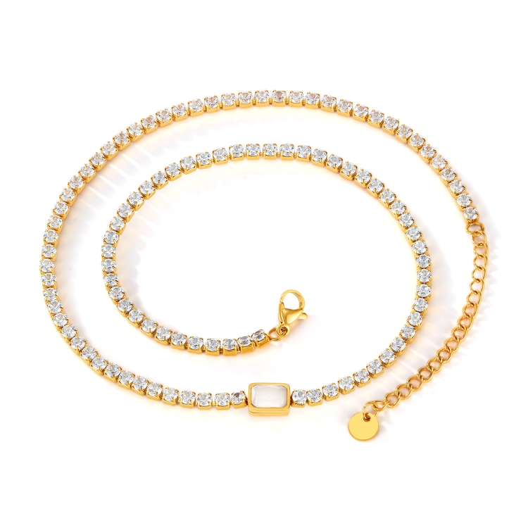 OPK GX2441 Personalized Stainless Steel Necklace With Diamonds(Gold)