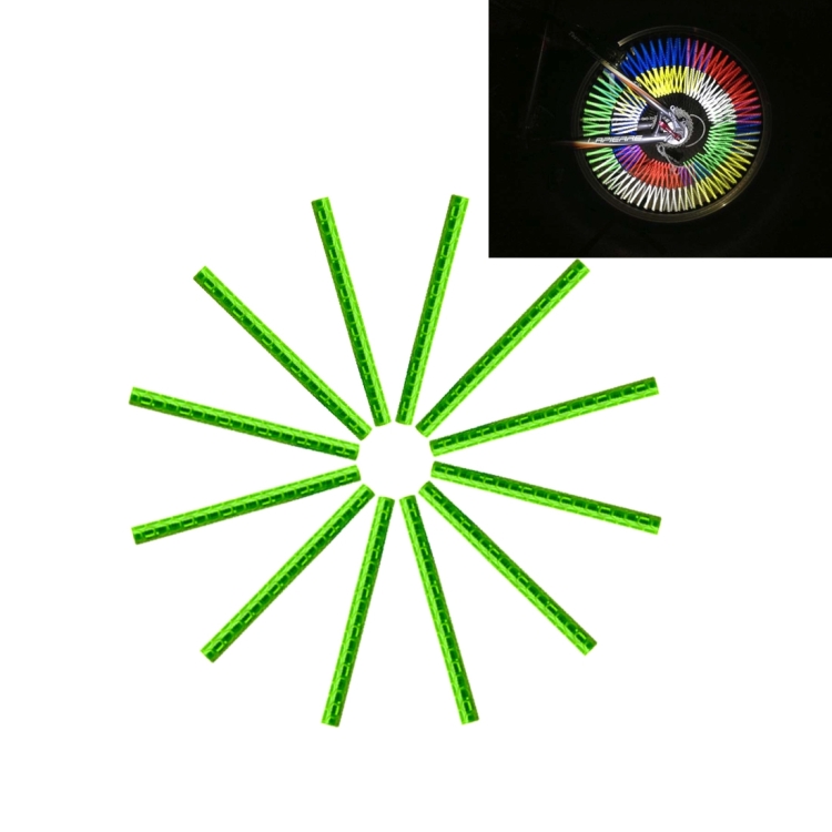 OQSPORT 12 PCS Bicycle Wheel Spoke Reflector Reflective Mount Clip Tube Warning Light Strip(Green)