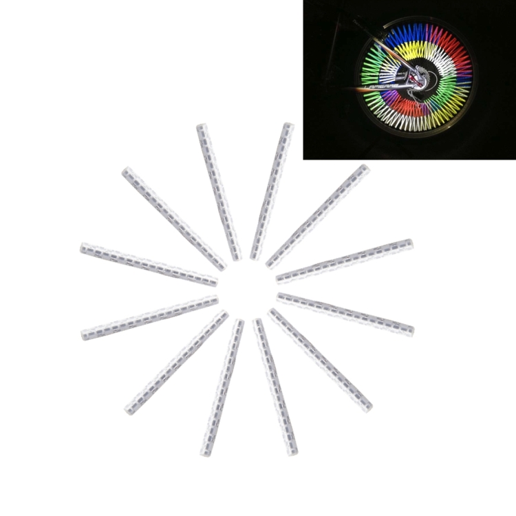 OQSPORT 12 PCS Bicycle Wheel Spoke Reflector Reflective Mount Clip Tube Warning Light Strip(Silver)