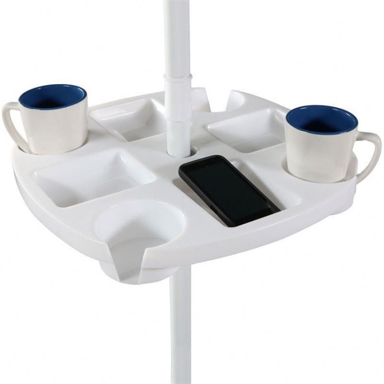 Outdoor Beach Umbrella Tube Cup Holder Sun Umbrella PP Plastic Tray(White)