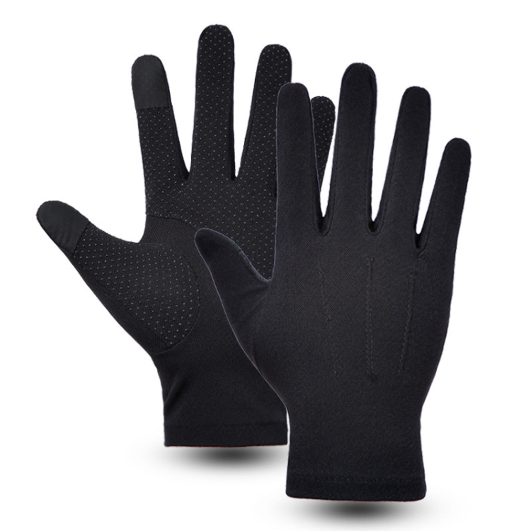 Outdoor Bicycle Riding Fishing Gloves Thin Breathable Anti-UV Sports Ice Silk Gloves, Style: Men Full Finger Black