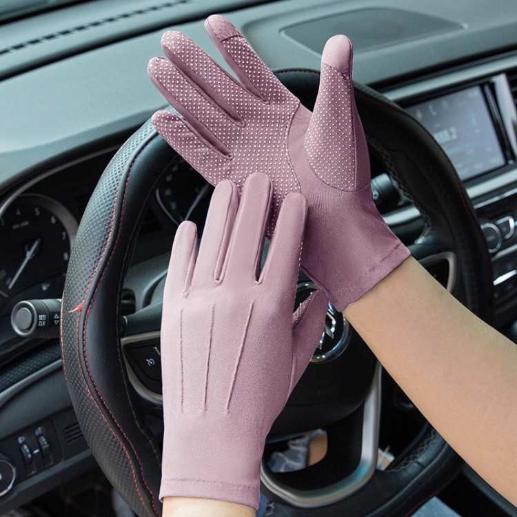 Outdoor Bicycle Riding Fishing Gloves Thin Breathable Anti-UV Sports Ice Silk Gloves, Style: Women Full Finger Pink