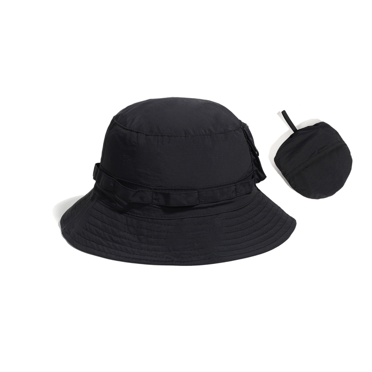 Outdoor Bucket Hat Summer Quick-Drying Sunshade Storage Integrated Hat(Black)