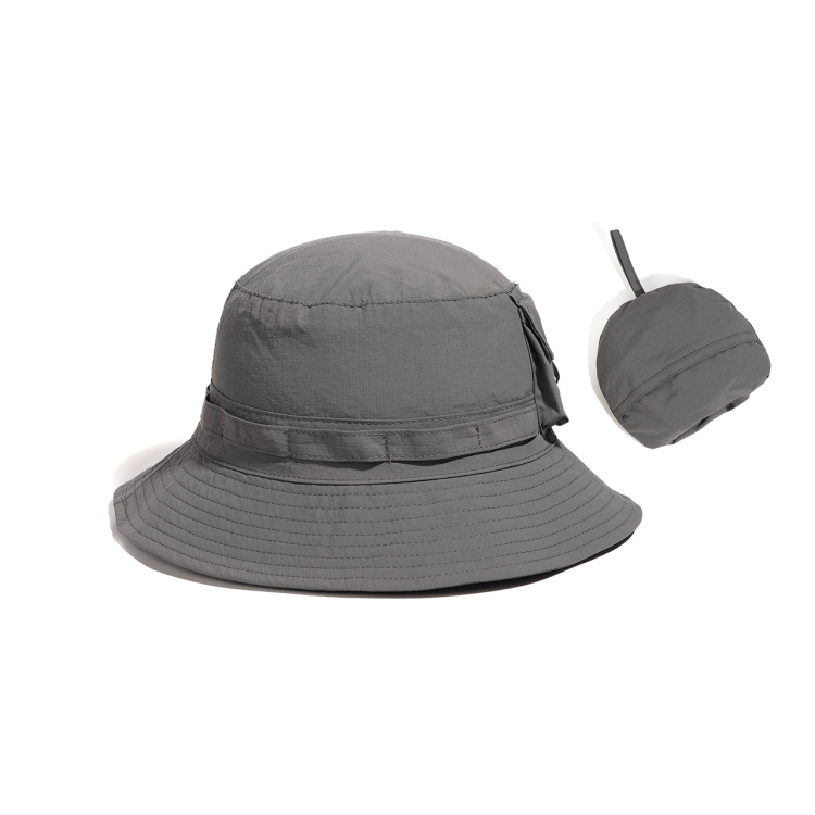 Outdoor Bucket Hat Summer Quick-Drying Sunshade Storage Integrated Hat(Grey)