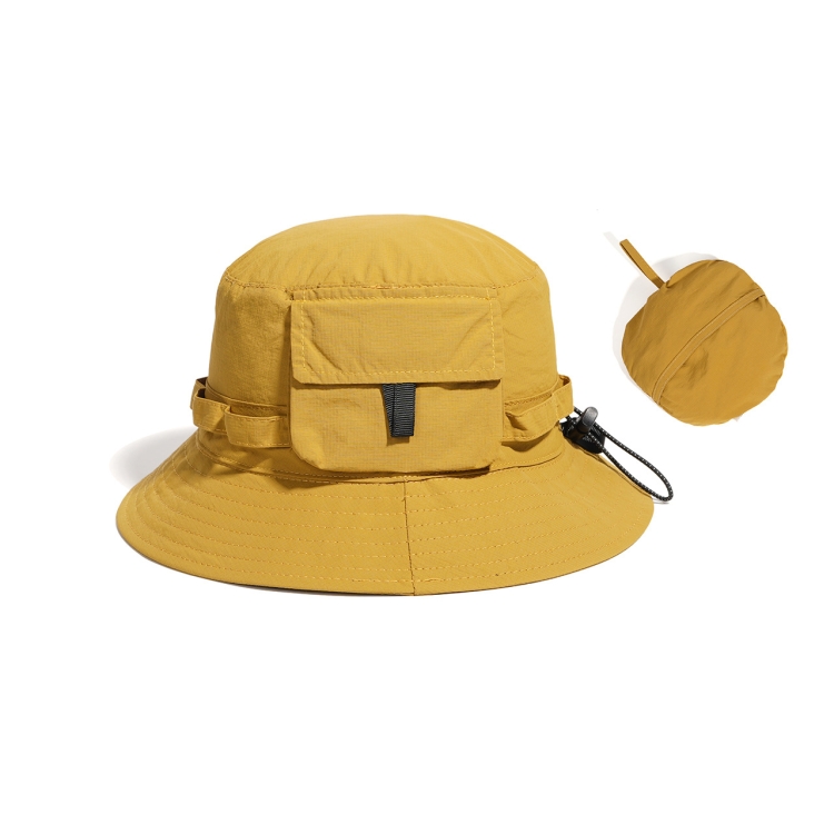 Outdoor Bucket Hat Summer Quick-Drying Sunshade Storage Integrated Hat(Orange)