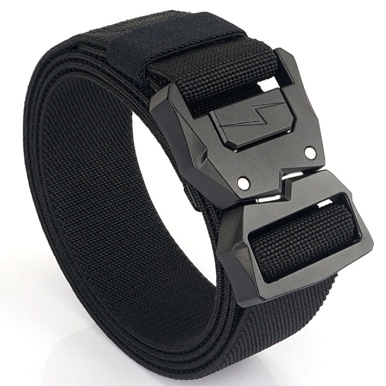 Outdoor Casual Lightning Buckle Men Elastic Belt, Length: 125cm(Black)