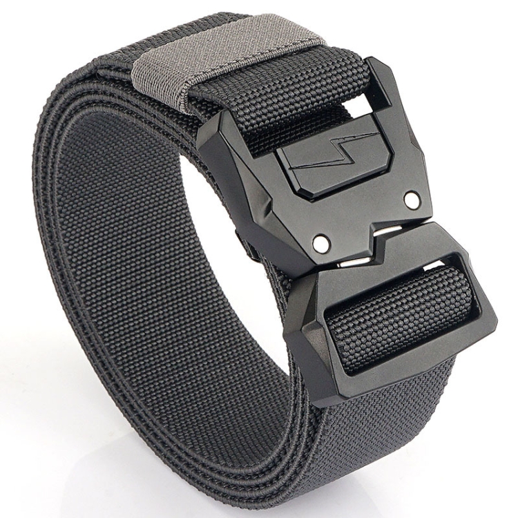 Outdoor Casual Lightning Buckle Men Elastic Belt, Length: 125cm(Dark Gray)