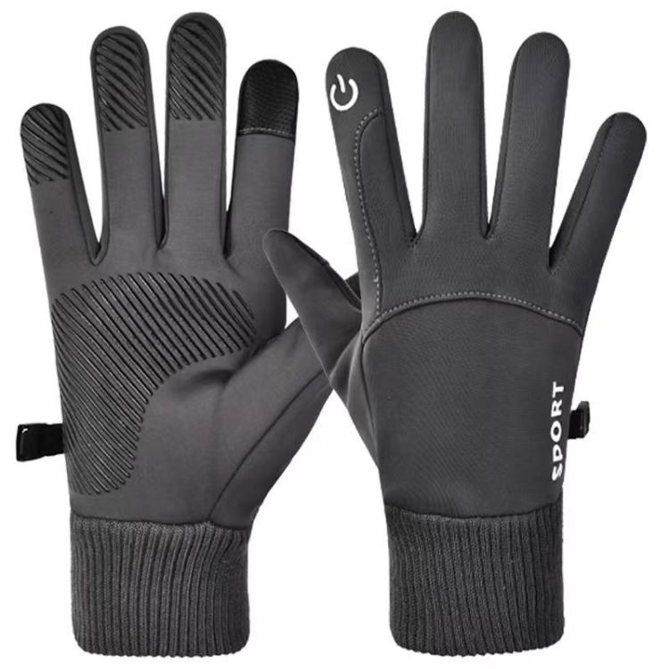 Outdoor Fleece-Lined Non-Slip Warm Cycling Touchscreen Gloves(Dark Gray)