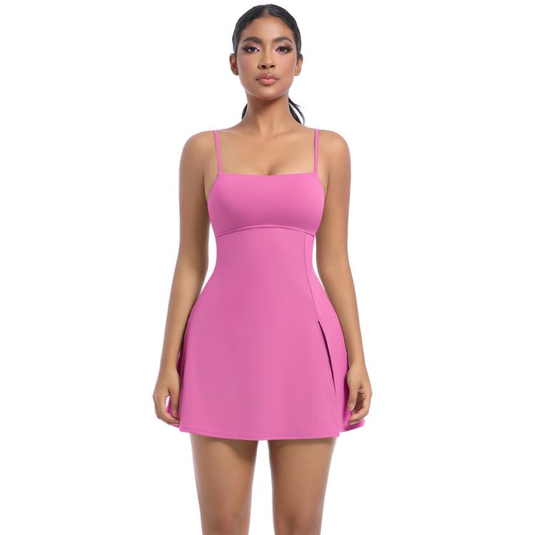 Outdoor Golf Anti-exposure Leggings/Sports Dress With Bra Pads, Size: M(Cosmos Pink)