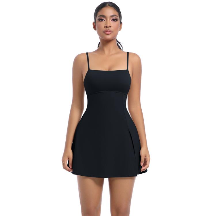 Outdoor Golf Anti-exposure Leggings/Sports Dress With Bra Pads, Size: S(Black)
