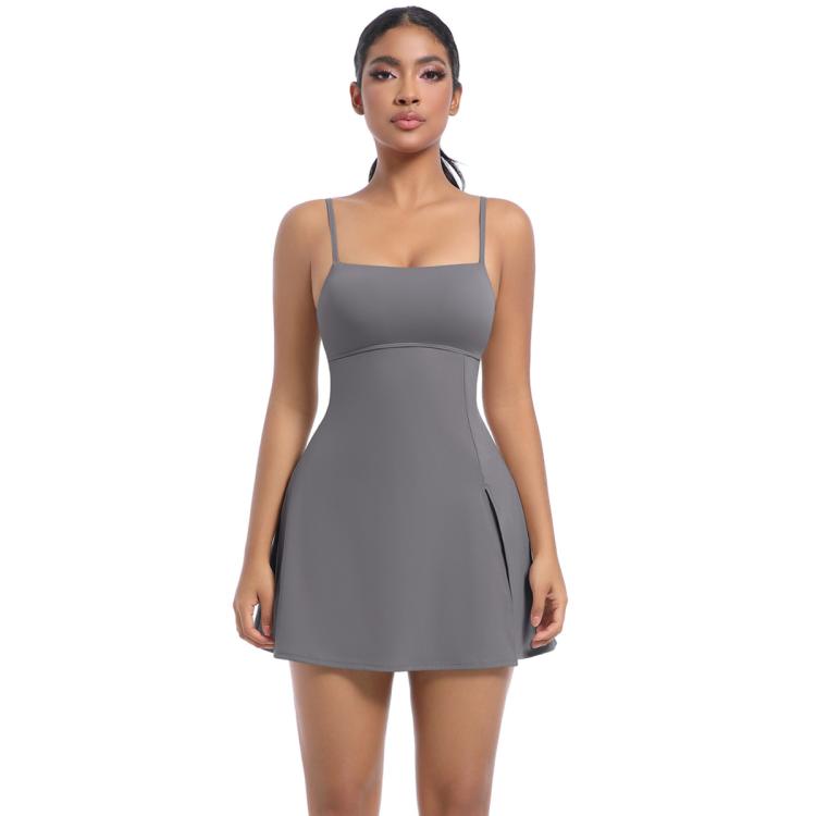 Outdoor Golf Anti-exposure Leggings/Sports Dress With Bra Pads, Size: S(Dark Gray)