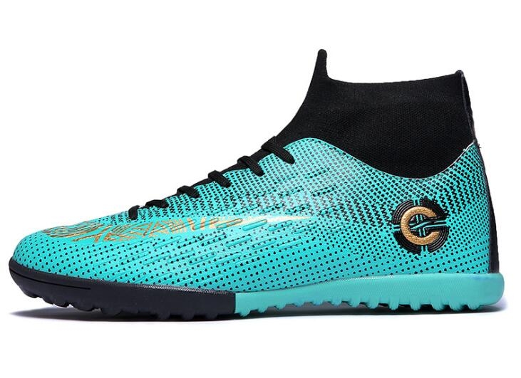Outdoor High-top Non-slip Soccer Cleats Training Sneakers for Men, Size:37(2039-1 Green Broken Nail)
