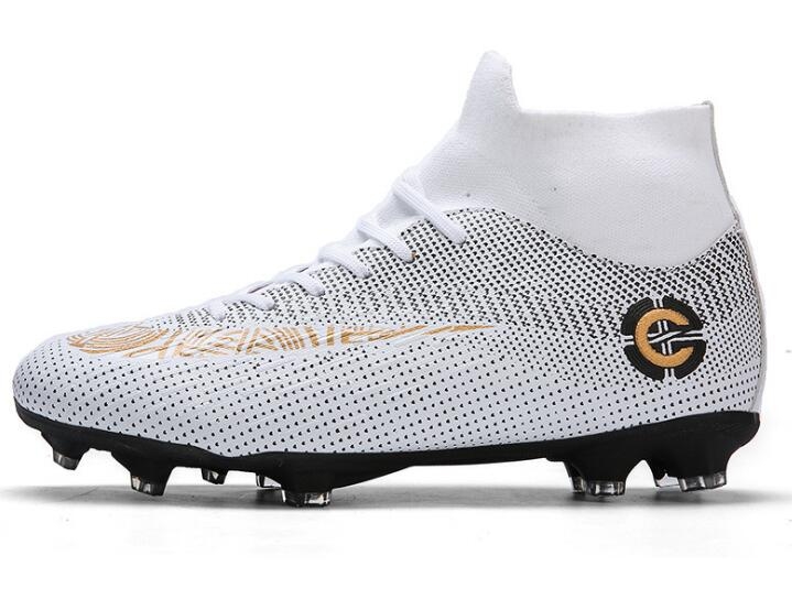 Outdoor High-top Non-slip Soccer Cleats Training Sneakers for Men, Size:38(2039 White Long Nail)
