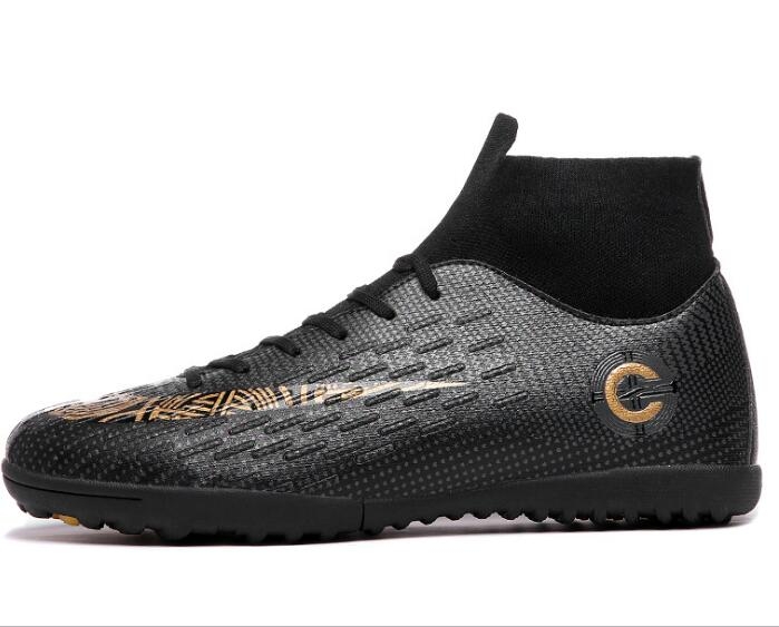 Outdoor High-top Non-slip Soccer Cleats Training Sneakers for Men, Size:41(2039-1 Black Broken Nail)