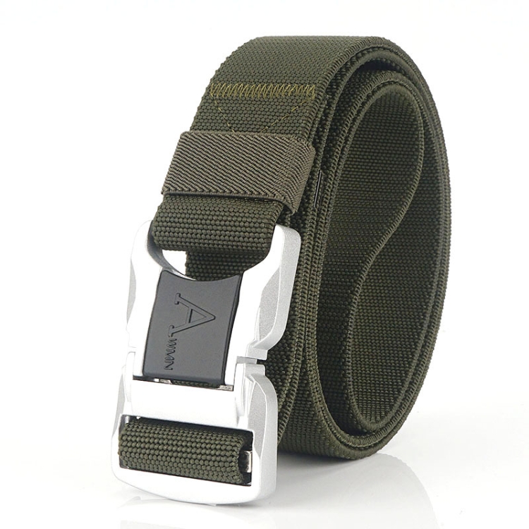 Outdoor Leisure Aluminum Alloy Safety Buckle Belt, Length: 125cm(Army Green)