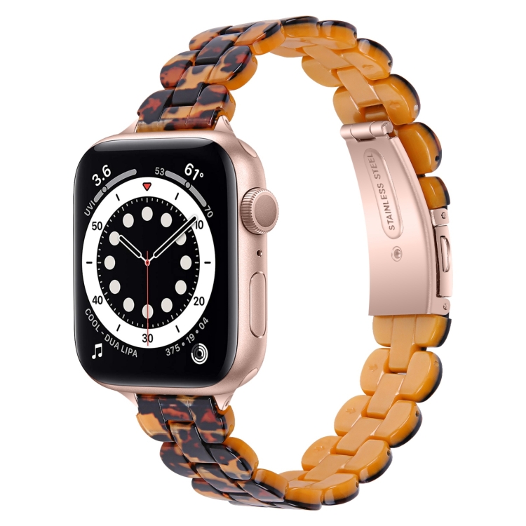 Oval Resin Watch Band For Apple Watch Series 9&8&7 41mm / SE 3&SE 2&6&SE&5&4 40mm / 3&2&1 38mm(Leopard Print)