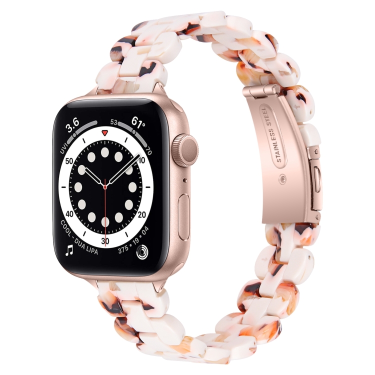 Oval Resin Watch Band For Apple Watch Series 9&8&7 41mm / SE 3&SE 2&6&SE&5&4 40mm / 3&2&1 38mm(Nougat)