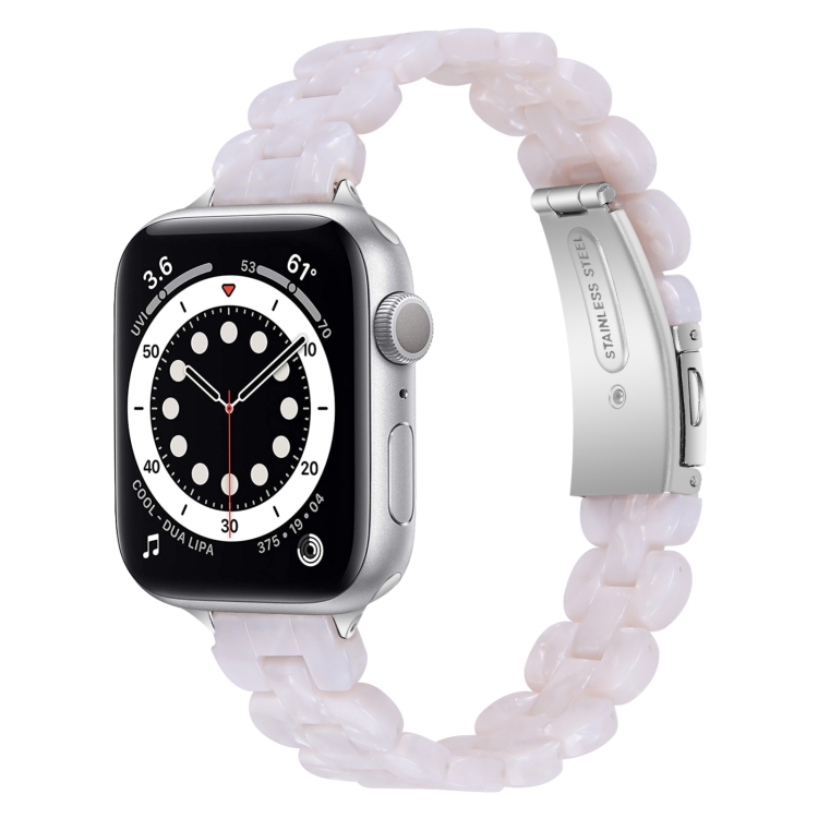 Oval Resin Watch Band For Apple Watch Series 9&8&7 41mm / SE 3&SE 2&6&SE&5&4 40mm / 3&2&1 38mm(Pearl White)