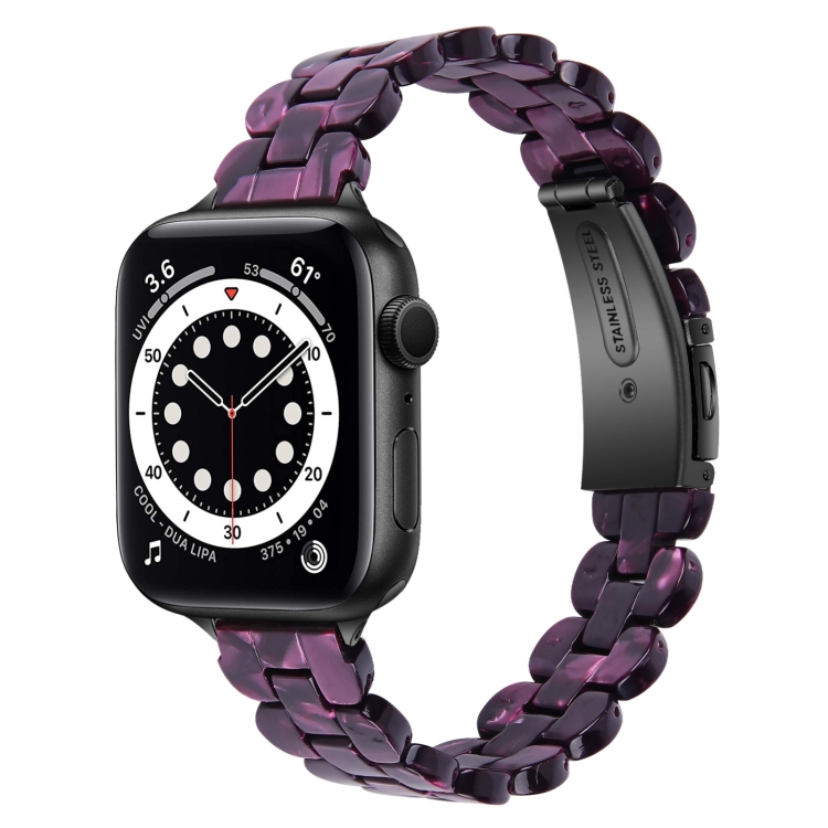 Oval Resin Watch Band For Apple Watch Series 9&8&7 41mm / SE 3&SE 2&6&SE&5&4 40mm / 3&2&1 38mm(Purple Light)