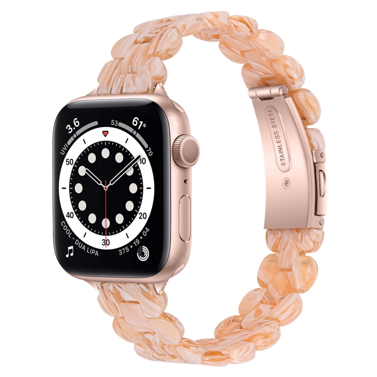 Oval Resin Watch Band For Apple Watch Series 9&8&7 41mm / SE 3&SE 2&6&SE&5&4 40mm / 3&2&1 38mm(Silk White)